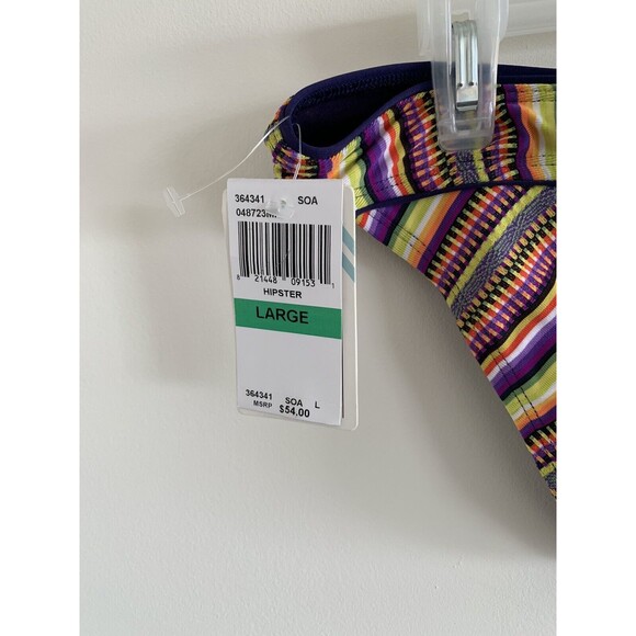 Lucky Brand MULTI Boho Hipster Bikini Swim Bottom Rainbow Striped NWT Large - Picture 5 of 5